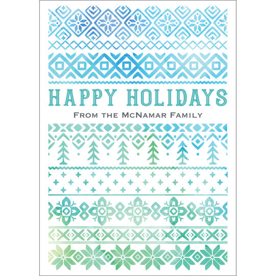 Blue and Green Nordic Sweater Flat Holiday Cards